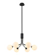 Rix Fixed Pendant, 6 Light G9, Satin Black/Opal Round Segment Glass Shade