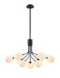 Rix Fixed Pendant, 6 + 3 Light G9, Satin Black/Opal Round Segment Glass Shade