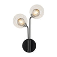 Rix Wall Light, 2 Light G9, Satin Black/Clear With Inner Black Glass Shade