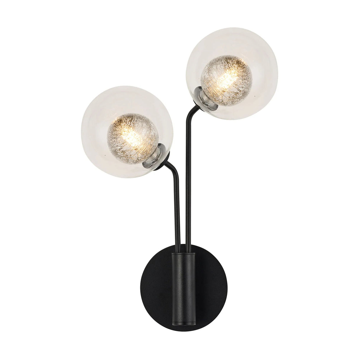 Rix Wall Light, 2 Light G9, Satin Black/Clear With Inner Black Glass Shade