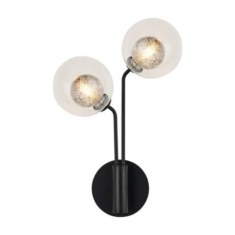 Rix Wall Light, 2 Light G9, Satin Black/Clear With Inner Black Glass Shade