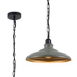 Roberge 35cm 1 Light Pendant, Round Tiered Metal Shade, Matt Black/Polished Grey/Gold