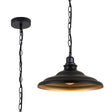Roberge 35cm 1 Light Pendant, Round Tiered Metal Shade, Matt Black/Matt Black/Gold
