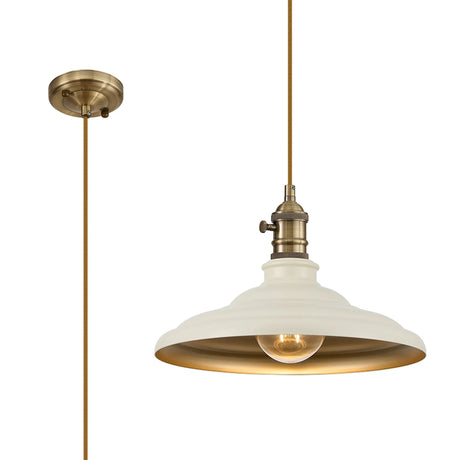 Roberge 35cm 1 Light Braided Pendant, Round Tiered Metal Shade, Antique Brass/Golden Brown/Beige/Gold