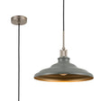 Roberge 35cm Knurled Single Pendant With Two-Tone Shade, 1 x E27, Satin Nickel/Polished Grey/Gold
