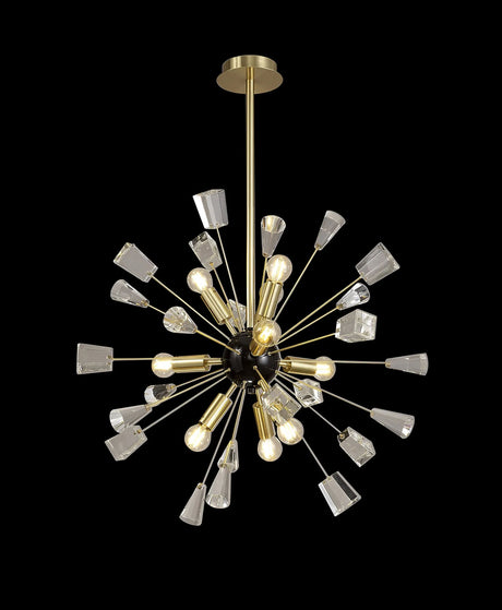 Rogan Pendant Sputnik, 9 x E14, Brushed Gold & Gloss Black/Crystal