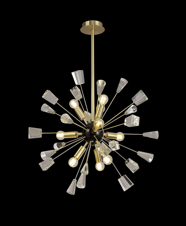 Rogan Pendant Sputnik, 9 x E14, Brushed Gold & Gloss Black/Crystal