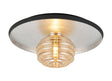 Rooks 36cm Flush Ceiling/Wall Light, 1 Light G9, Silver Leaf/Anthracite/Amber Rippled Glass Shade