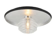 Rooks 36cm Flush Ceiling/Wall Light, 1 Light G9, Gold Leaf/Coffee/Clear Rippled Glass Shade