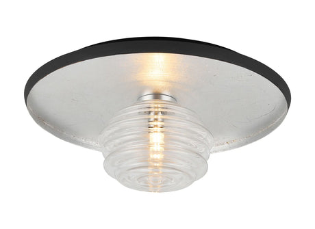 Rooks 36cm Flush Ceiling/Wall Light, 1 Light G9, Gold Leaf/Coffee/Clear Rippled Glass Shade