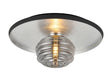 Rooks 36cm Flush Ceiling/Wall Light, 1 Light G9, Gold Leaf/Coffee/Smoke Rippled Glass Shade