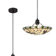 Rostron 1 Light Pendant E27 With 35cm Tiffany Shade, Green/Cream/Clear Crystal/Black