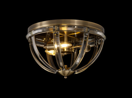 Ellison Round Flush, 3 x E27, Antique Brass