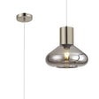 Rowell Wide Pendant, 1 x E27, Satin Nickel/Smoke Plated Glass