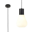 Rowell Narrow Pendant, 1 x E27, Satin Black/Opal Glass