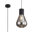 Rowell Narrow Pendant, 1 x E27, Satin Black/Smoke Plated Glass