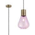 Rowell Narrow Pendant, 1 x E27, Antique Brass/Lilac Glass
