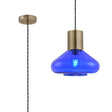 Rowell Wide Pendant, 1 x E27, Antique Brass/Blue Ink Glass