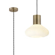 Rowell Wide Pendant, 1 x E27, Antique Brass/Opal Glass