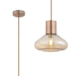 Rowell Wide Pendant, 1 x E27, Antique Copper/Amber Glass