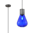 Rowell Narrow Pendant, 1 x E27, Pewter/Blue Ink Glass