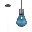 Rowell Narrow Pendant, 1 x E27, Pewter/Teal Blue Glass