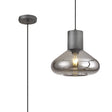 Rowell Wide Pendant, 1 x E27, Pewter/Smoke Plated Glass