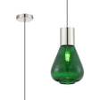 Rowell Pendant With Narrow Glass, 1 x E27, Polished Nickel/Bottle Green/Dark Grey Braided Cable