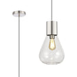Rowell Pendant With Narrow Glass, 1 x E27, Polished Nickel/Clear/Dark Grey Braided Cable