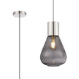 Rowell Pendant With Narrow Glass, 1 x E27, Polished Nickel/Inky Black/Dark Grey Braided Cable