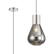 Rowell Pendant With Narrow Glass, 1 x E27, Polished Nickel/Smoke/Dark Grey Braided Cable