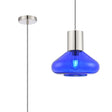 Rowell Pendant With Wide Glass, 1 x E27, Polished Nickel/Blue Ink/Dark Grey Braided Cable