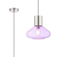 Rowell Pendant With Wide Glass, 1 x E27, Polished Nickel/Lilac/Dark Grey Braided Cable