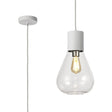 Rowell Pendant With Narrow Glass, 1 x E27, Satin White/Clear/Clear Twisted Cable