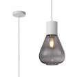 Rowell Pendant With Narrow Glass, 1 x E27, Satin White/Inky Black/Clear Twisted Cable