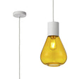 Rowell Pendant With Narrow Glass, 1 x E27, Satin White/Yellow/Clear Twisted Cable