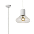 Rowell Pendant With Wide Glass, 1 x E27, Satin White/Clear/Clear Twisted Cable