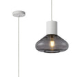 Rowell Pendant With Wide Glass, 1 x E27, Satin White/Inky Black/Clear Twisted Cable