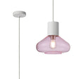 Rowell Pendant With Wide Glass, 1 x E27, Satin White/Pink/Clear Twisted Cable