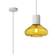 Rowell Pendant With Wide Glass, 1 x E27, Satin White/Yellow/Clear Twisted Cable