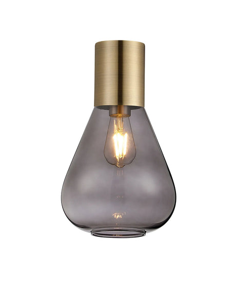Rowell Ceiling Light With Narrow Glass, 1 x E27, Antique Brass/Inky Black