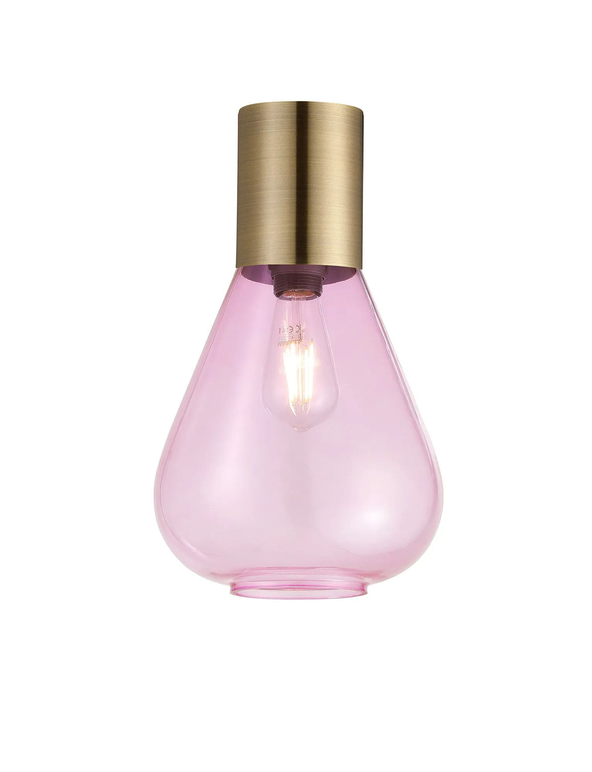 Rowell Ceiling Light With Narrow Glass, 1 x E27, Antique Brass/Lilac