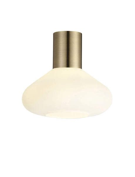 Rowell Ceiling Light With Wide Glass, 1 x E27, Antique Brass/Opal