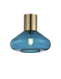 Rowell Ceiling Light With Wide Glass, 1 x E27, Antique Brass/Teal Blue