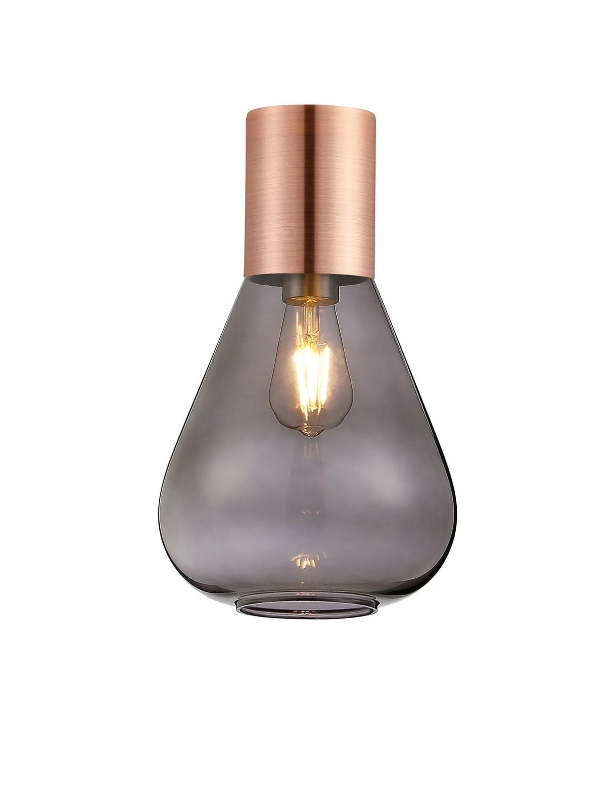 Rowell Ceiling Light With Narrow Glass, 1 x E27, Antique Copper/Inky Black