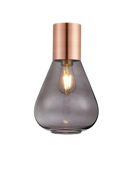 Rowell Ceiling Light With Narrow Glass, 1 x E27, Antique Copper/Inky Black