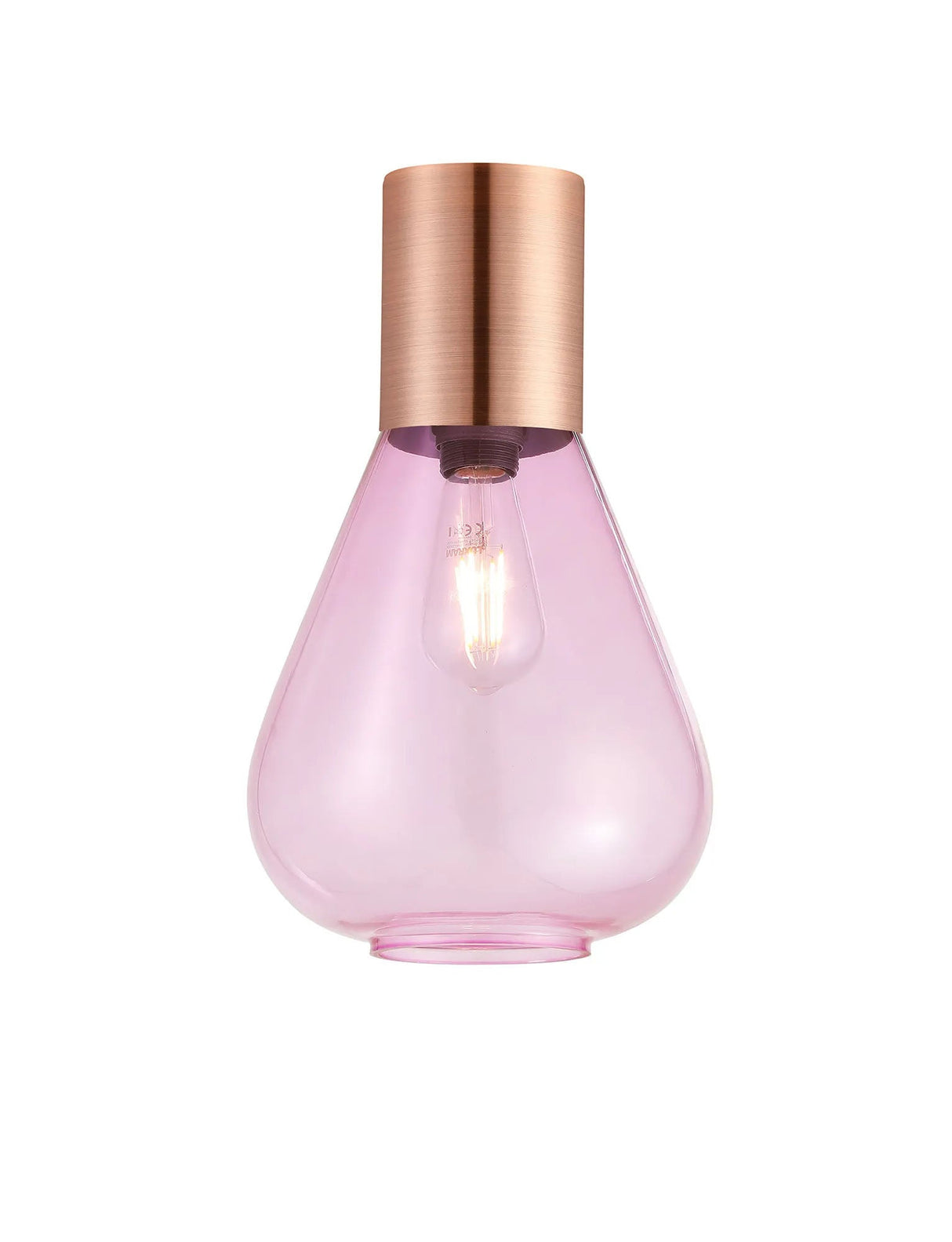 Rowell Ceiling Light With Narrow Glass, 1 x E27, Antique Copper/Lilac