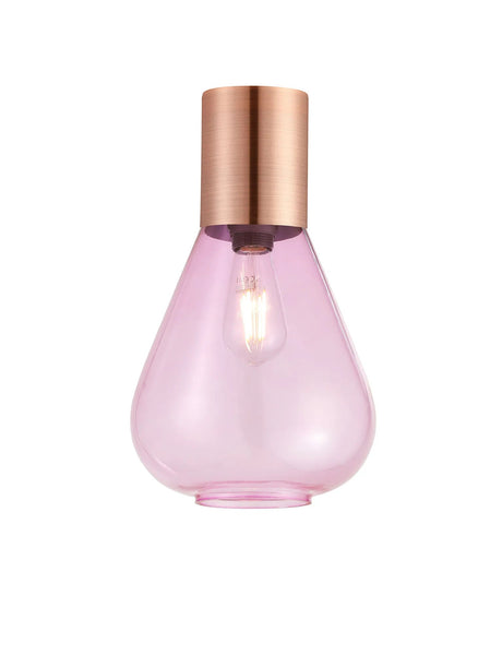 Rowell Ceiling Light With Narrow Glass, 1 x E27, Antique Copper/Lilac