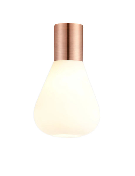 Rowell Ceiling Light With Narrow Glass, 1 x E27, Antique Copper/Opal