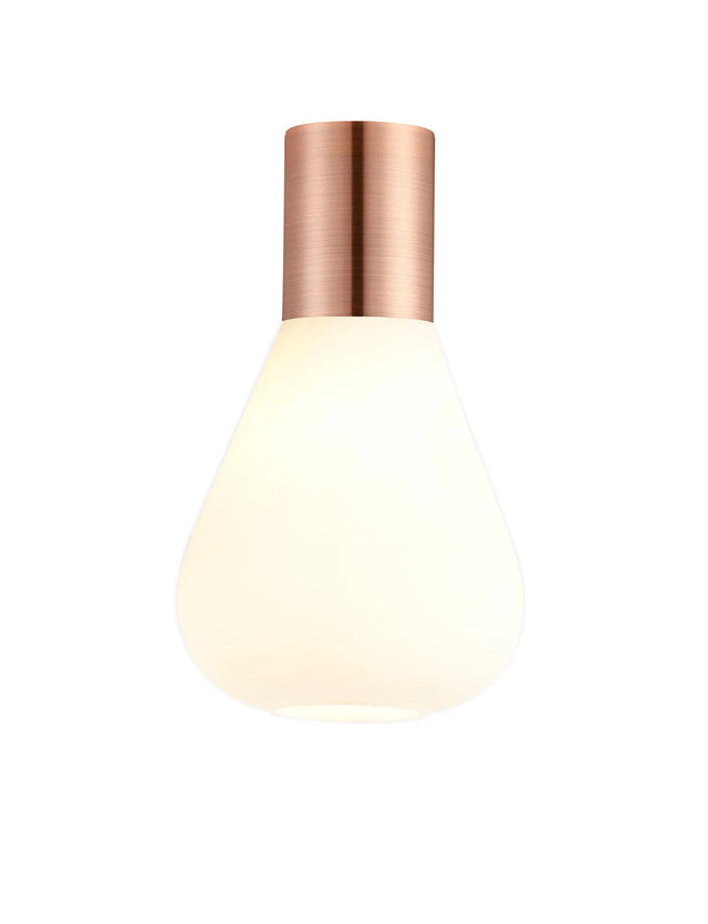 Rowell Ceiling Light With Narrow Glass, 1 x E27, Antique Copper/Opal